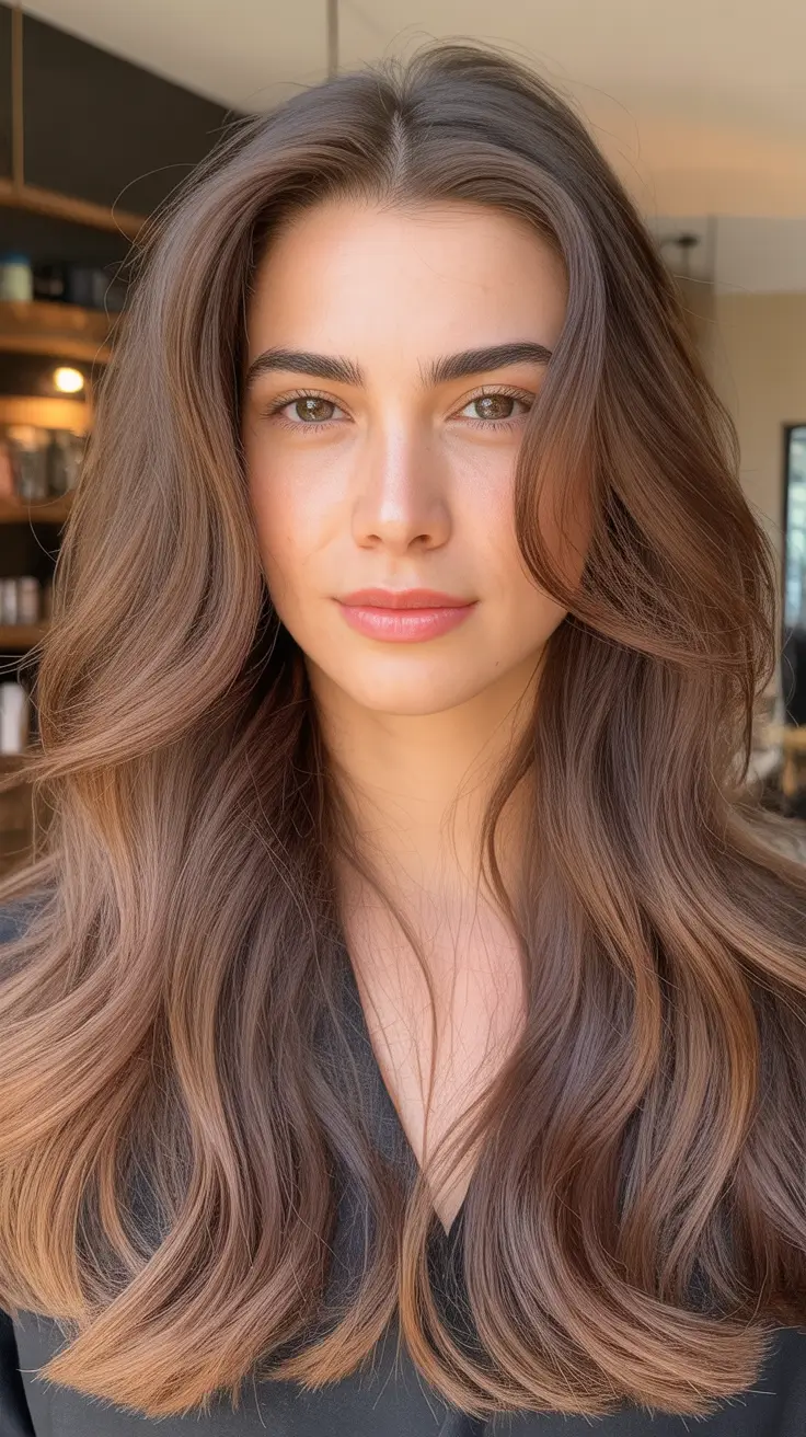 spring brown hair color 2026 Soft Mocha Layers for Quiet Spring Movement