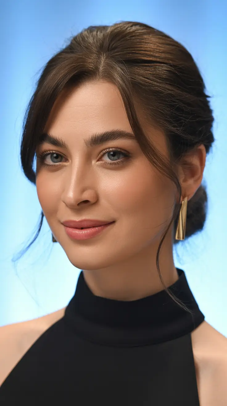 spring brown hair color 2026 Elegant Brunette Updo with Soft Spring Warmth