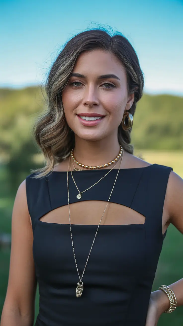 spring brown hair color 2026 Glam Soft Waves with Bright Neutral Brunette Tones