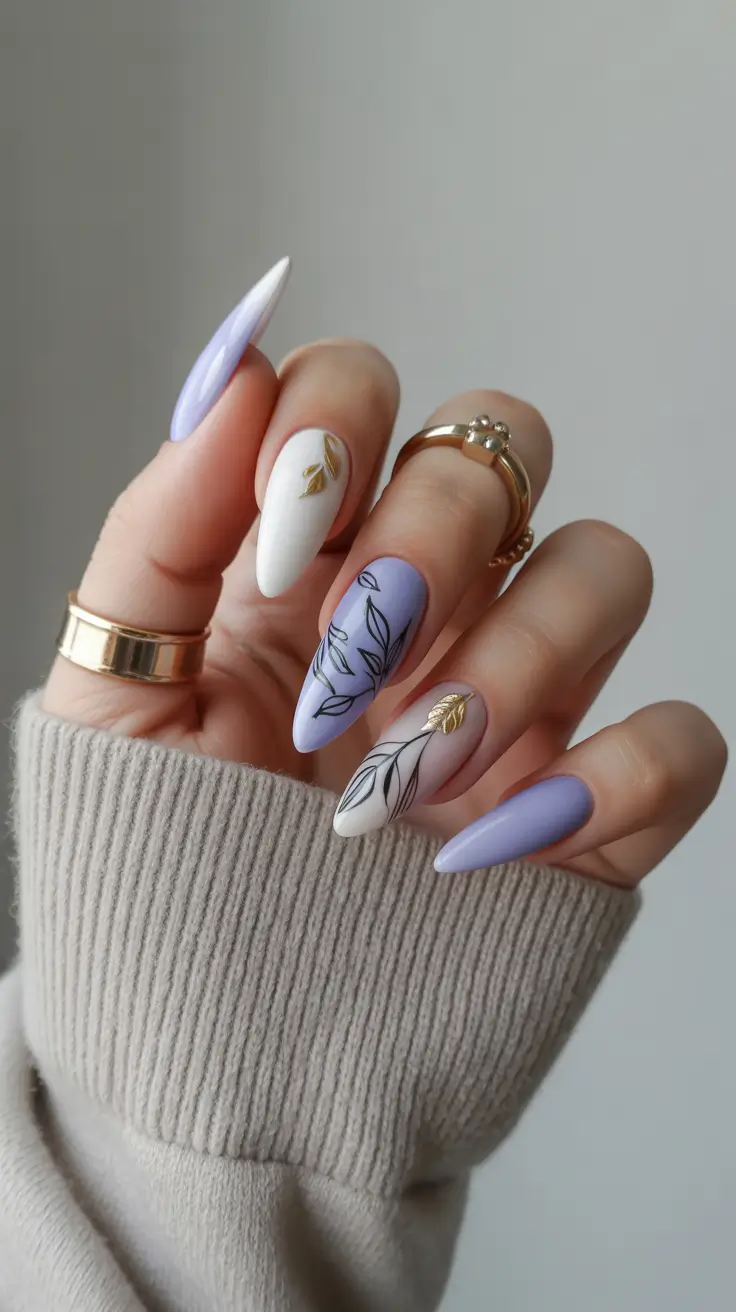 top spring nail colors 2026 Lavender Botanical Pastel Elegance