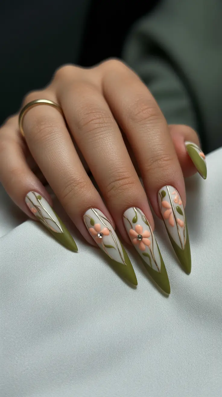 top spring nail colors 2026 Olive Garden Floral French