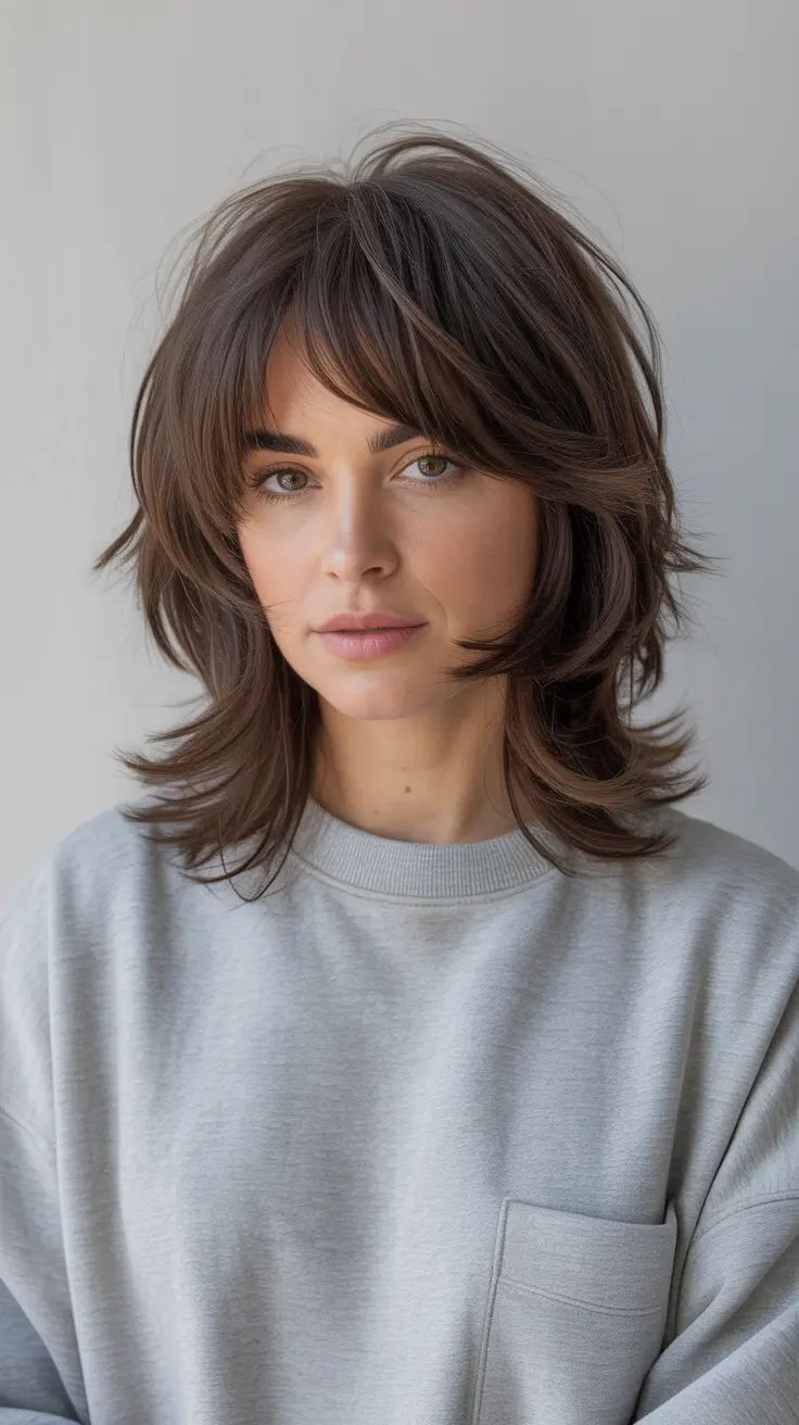 trendy spring mid length haircut 2026 Airy Modern Shag with Soft Layers