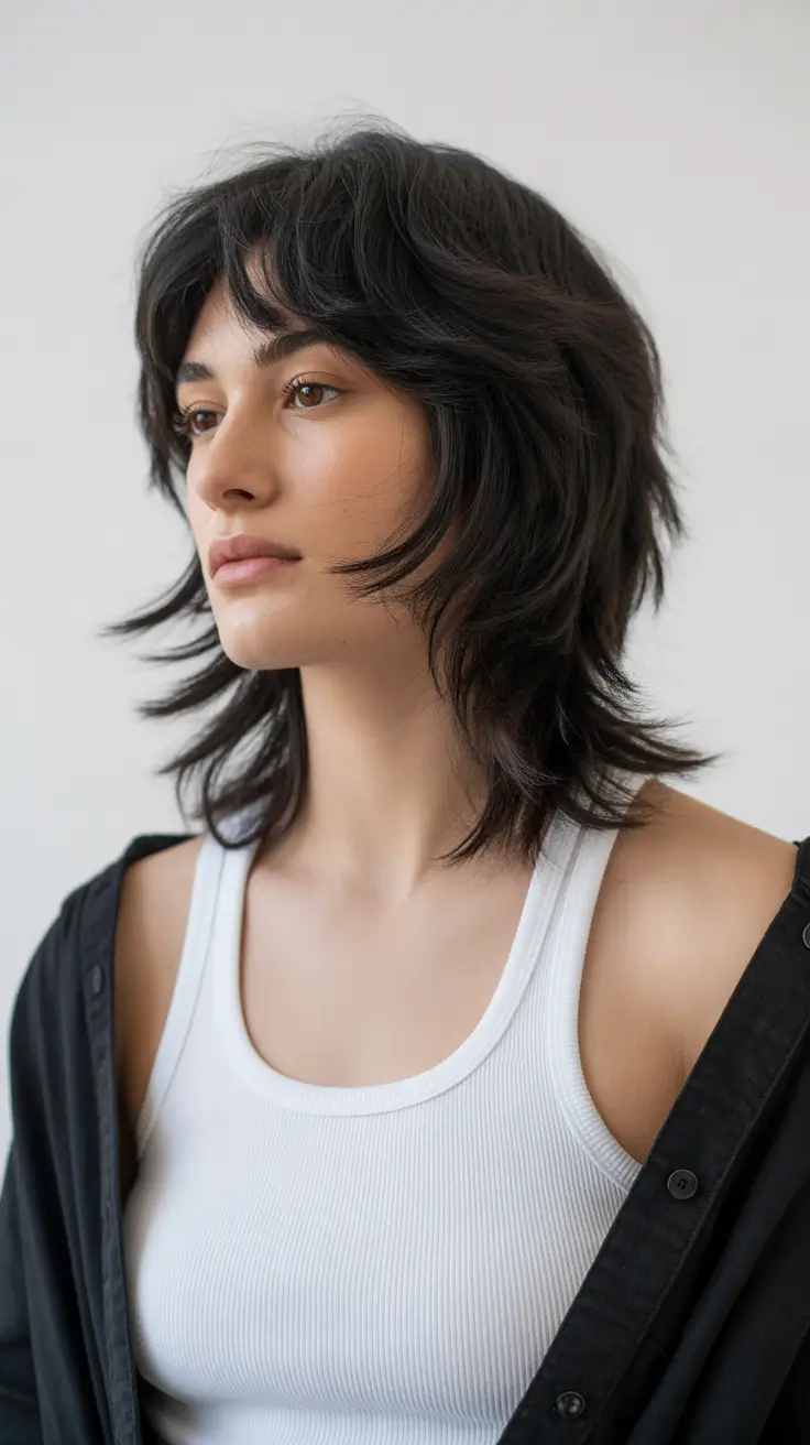 trendy spring mid length haircut 2026 Textured Wispy Shag for Movement Lovers