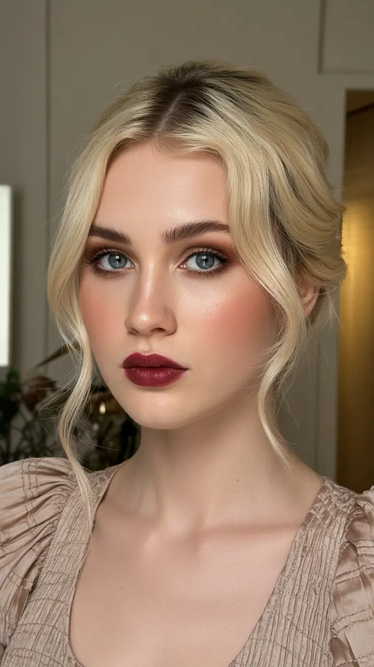 trendy spring mid length haircut 2026 Romantic Blonde Soft Updo with Face-Framing Strands