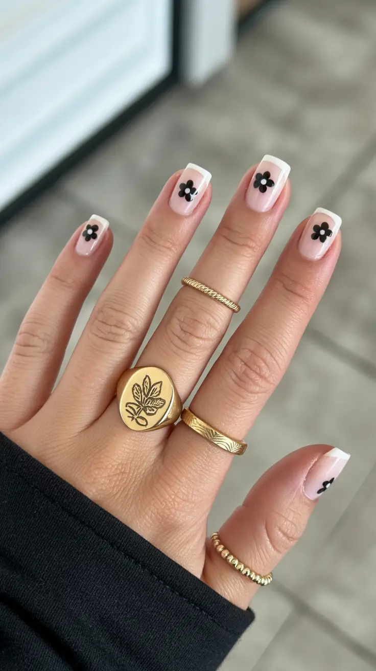 classy short spring nails 2026 Minimal Daisy French for Soft Short Spring Nails