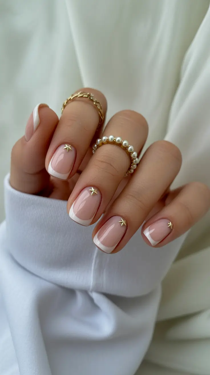 classy short spring nails 2026 Delicate Star French for Dreamy Spring Nails