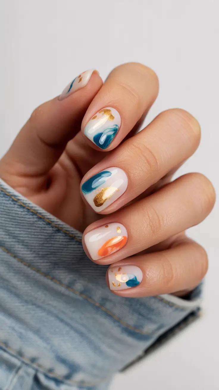 classy short spring nails 2026 Abstract Color Blocks for Artistic Short Spring Nails