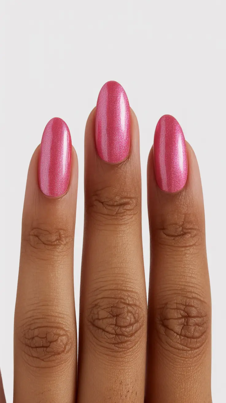 classy spring hot pink nails 2026 Soft Pink Chrome Shine for Minimalist Elegance