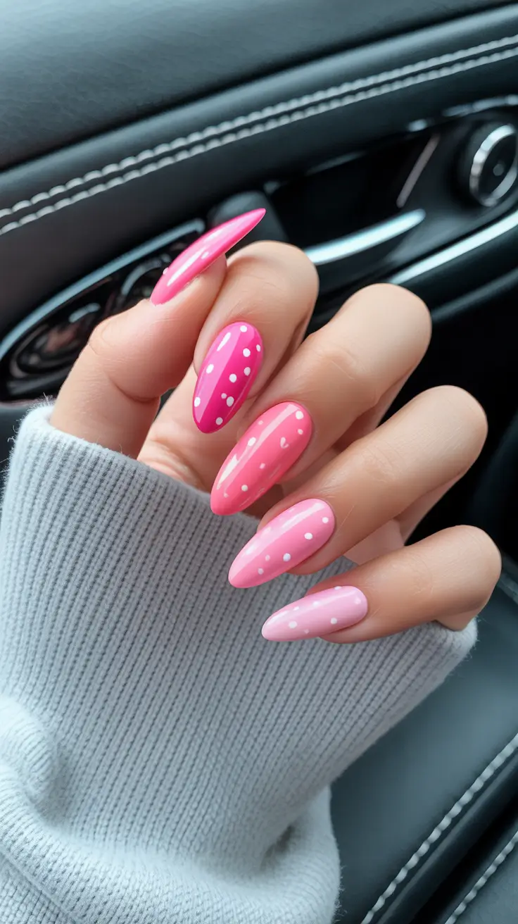 classy spring hot pink nails 2026 Playful Polka Dot Energy for Bright Spring Days
