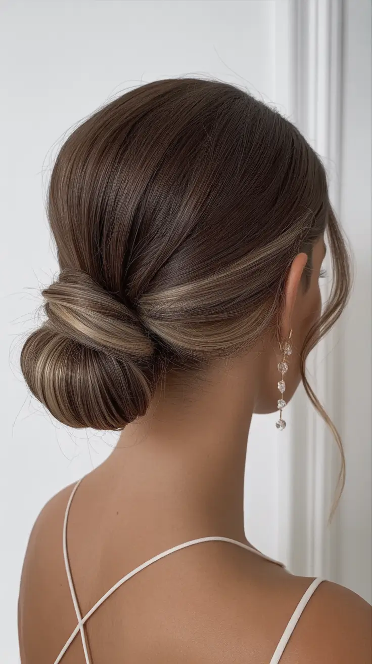 graduation hairstyles ideas 2026 Elegant Twisted Low Bun for a Polished Graduation Look