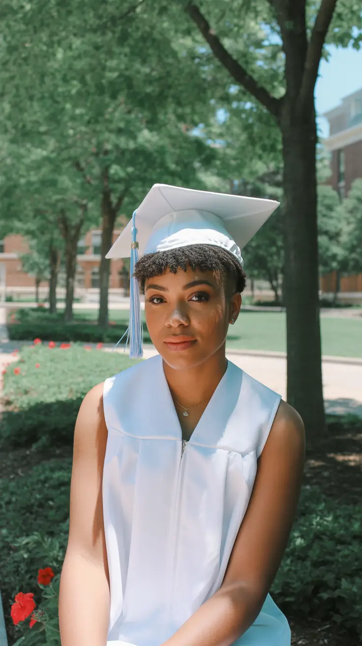 graduation hairstyles ideas 2026 Short Natural Texture That Works Effortlessly with a Cap