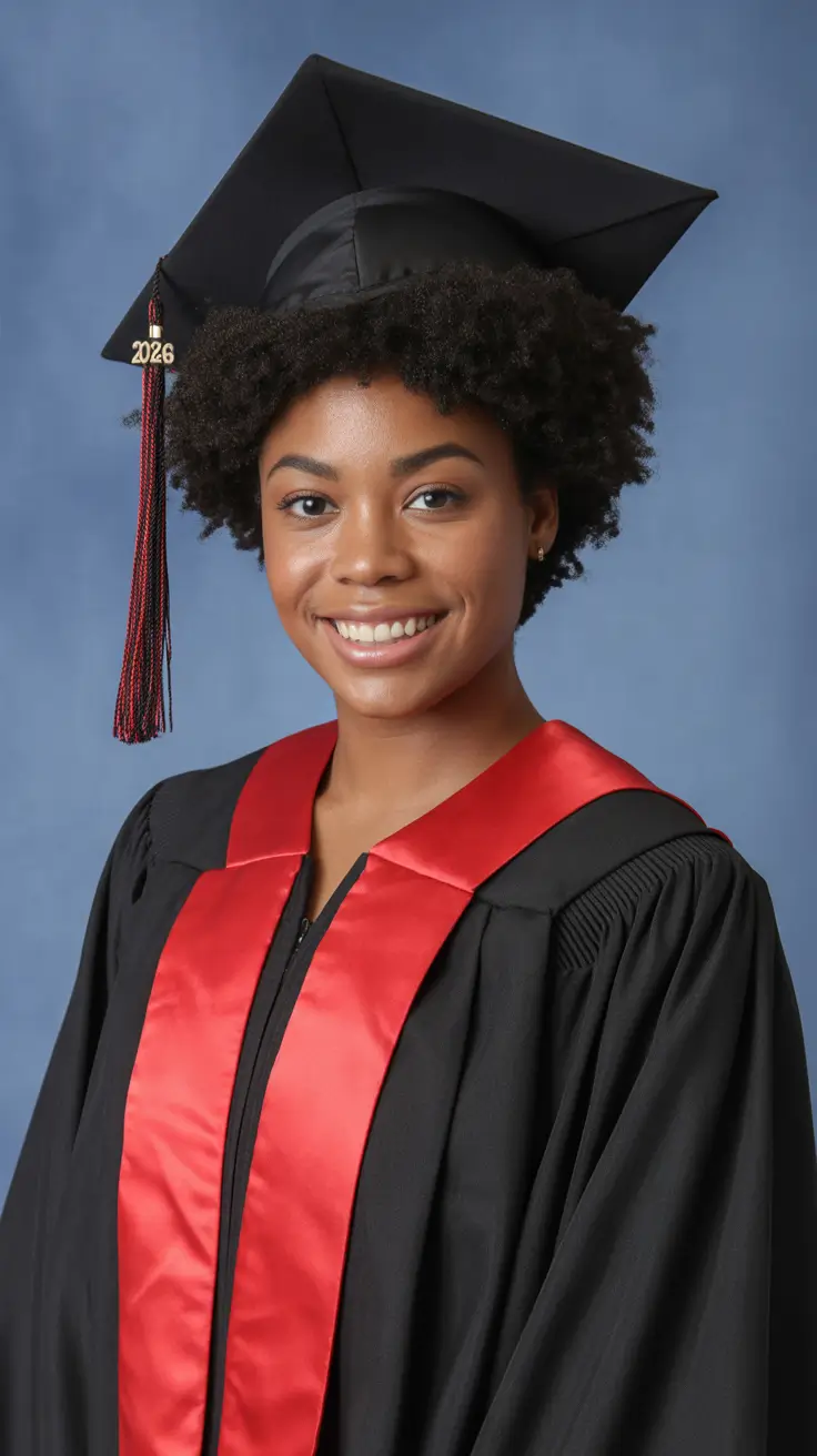 graduation hairstyles ideas 2026 Natural Textured Graduation Style for Confident Natural Hair