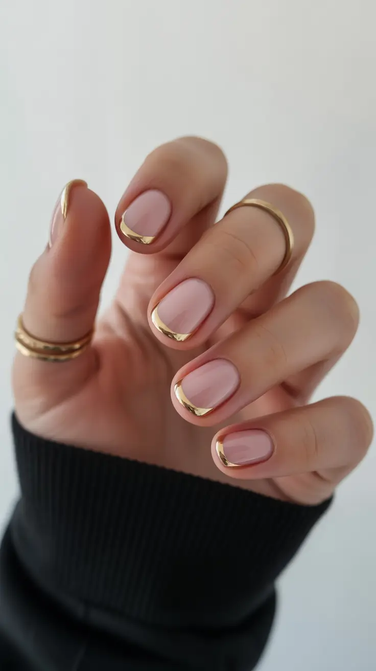graduation nails ideas 2026 Minimal Gold Frame Nails for a Quietly Luxurious Graduation Look