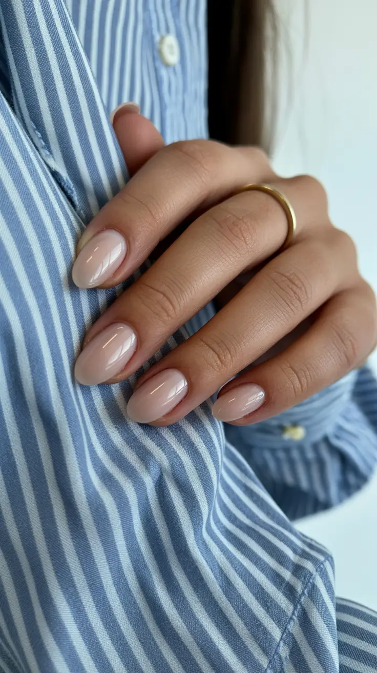graduation nails ideas 2026 Soft Neutral Almond Nails for Effortless Graduation Elegance
