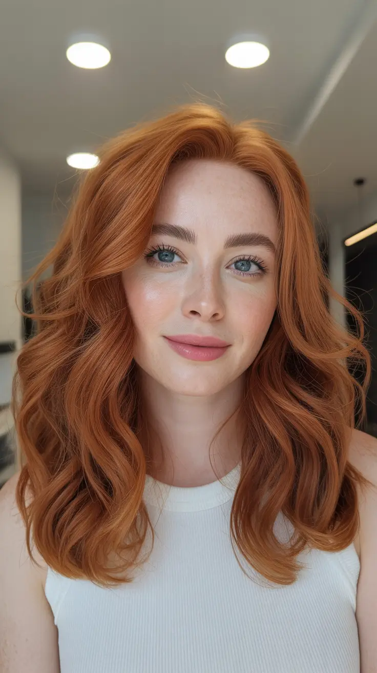 May Hair Color Ideas 2026 Fiery Ginger Layers with Playful Brightness
