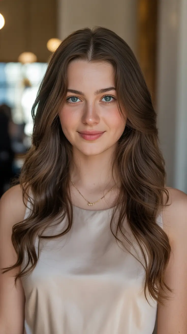 May Hair Color Ideas 2026 Classic Soft Brunette Flow with Subtle Shine