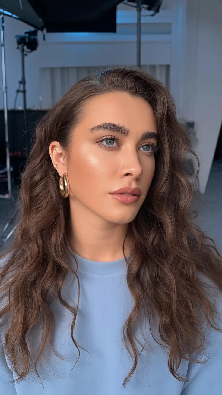 May Hair Color Ideas 2026 Dimensional Chestnut Waves with Effortless Volume