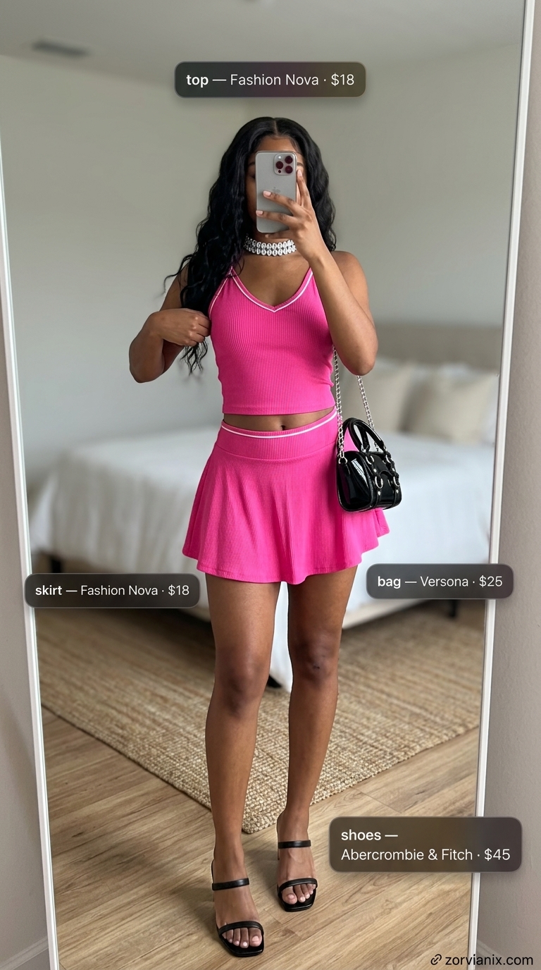 Hot pink matching set for bold breathable hot weather summer outfits for women 2026.