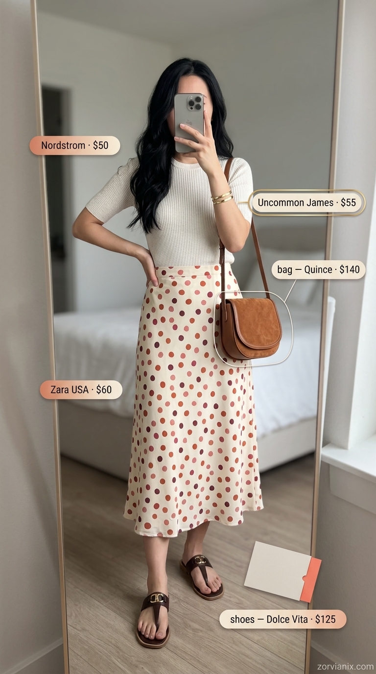 Classy Summer Outfits 2026: Art Gallery Skirt Classy summer outfits for women 2026: Terracotta abstract skirt for art gallery opening. Artistic and elegant.