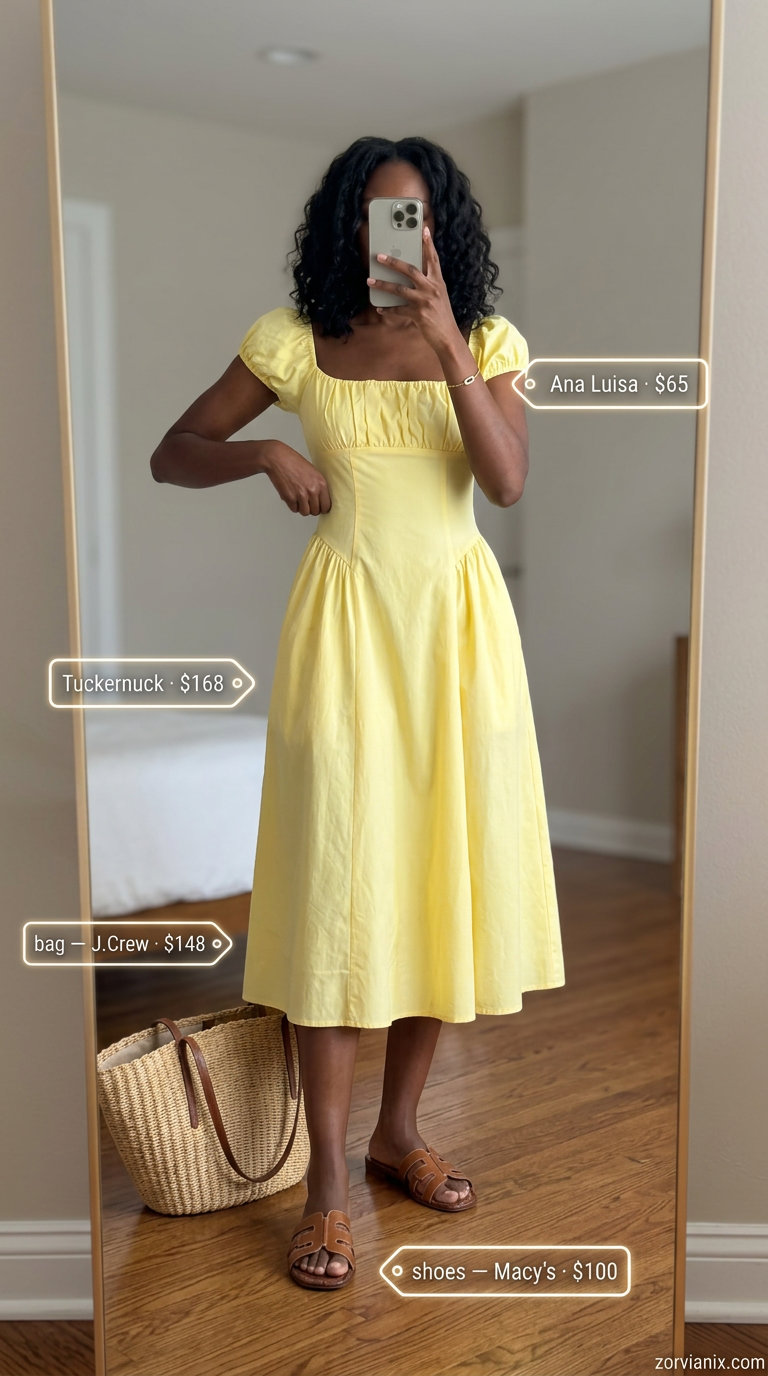Lemon yellow sundress for cheerful colorful summer outfits for women 2026.