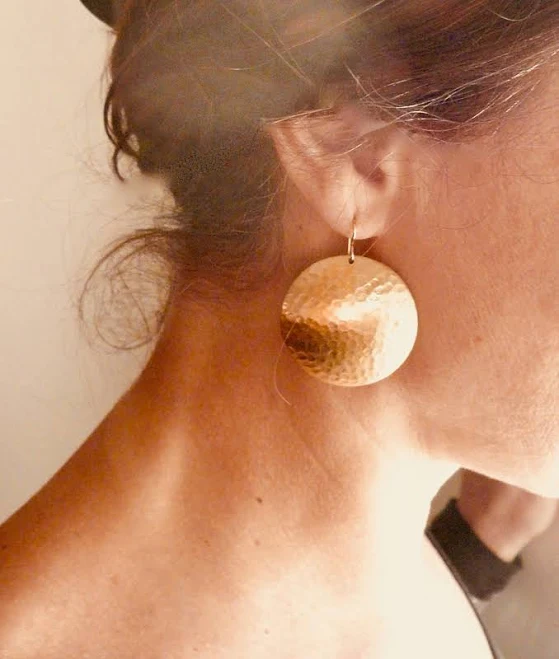 accessory 14K Gold Fill Hammered Disc Earrings Etsy - minusOne $21.6
