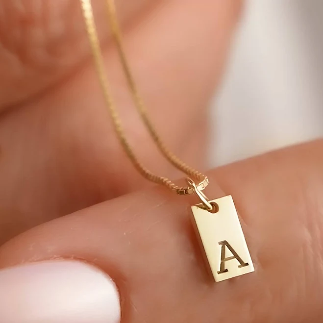 accessory 14K Gold Minimalist Initial Tag Necklace Etsy - Seller $23.04