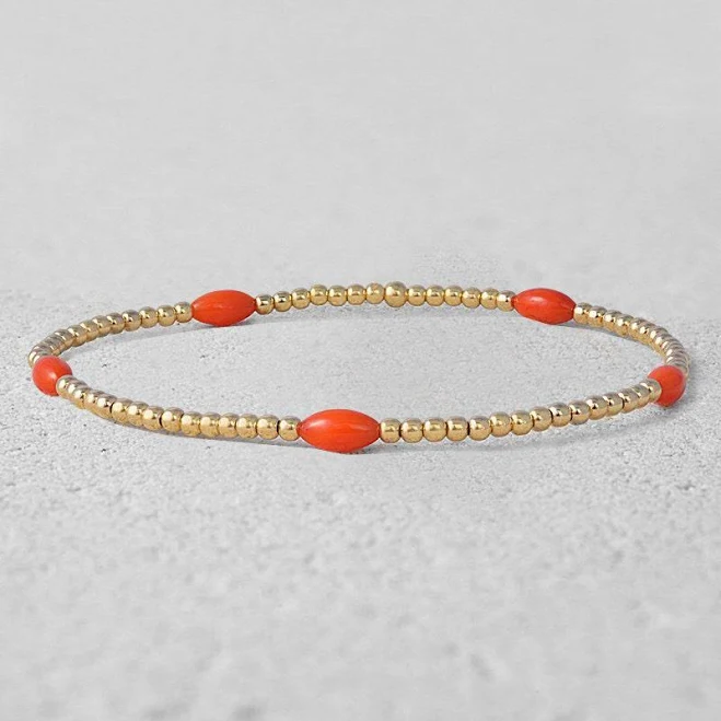 accessory 14kt Gold Filled Coral Beaded Stacking Bracelet Isabella Celini $27.95