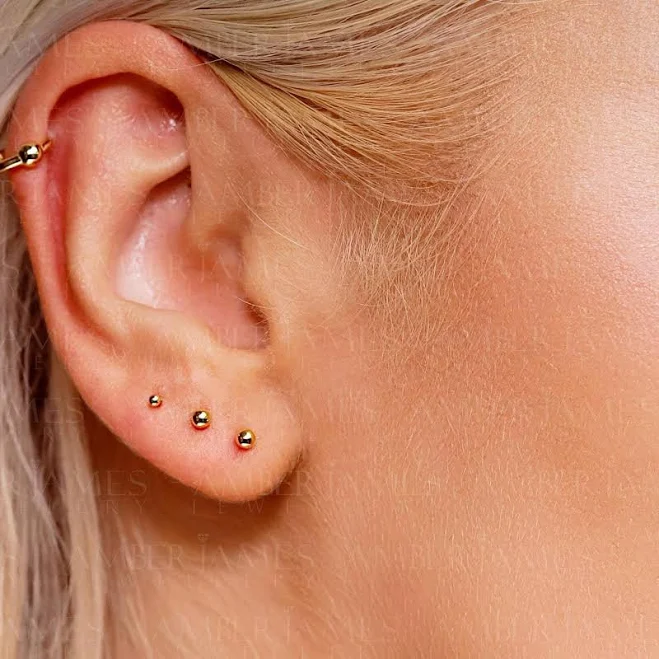 accessory 18K Gold Plated Dainty Ball Stud Earrings Etsy - Seller $15.46