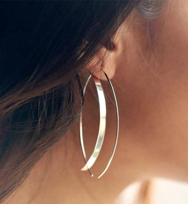 accessory 925 Silver Geometric Hoops Etsy - VEATGE $80.1