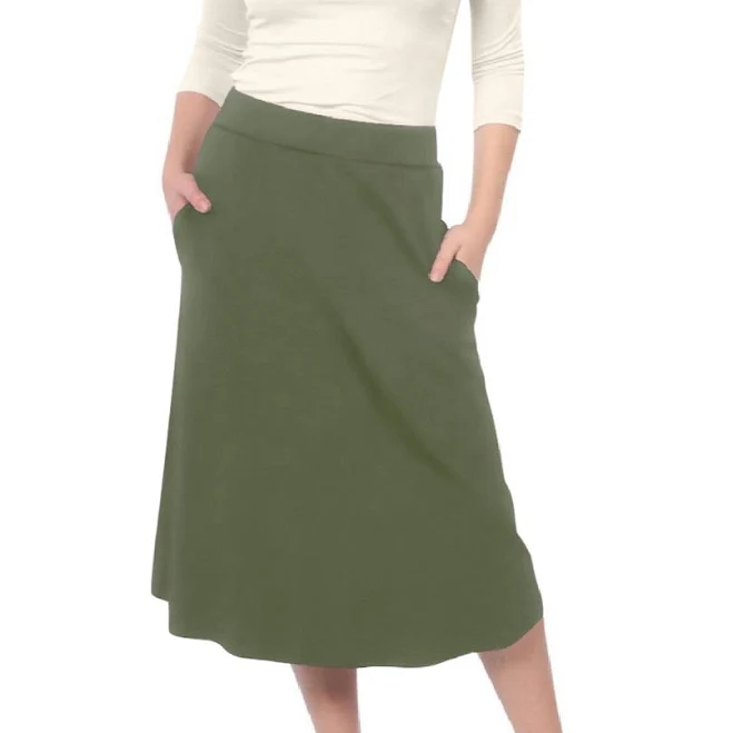 skirt A-Line Midi Skirt with Pockets Kosher Casual $31.9