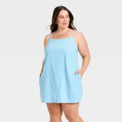dress A New Day Women's Linen Button-Front Mini Dress Target $21