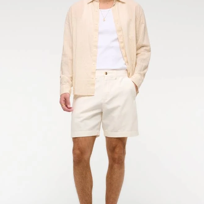 bottoms Abercrombie & Fitch Men's Linen-Blend Plainfront Shorts Abercrombie & Fitch $16.97