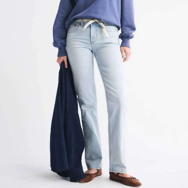 jeans Abercrombie & Fitch Women's Mid Rise 90s Straight Jean Abercrombie & Fitch $54