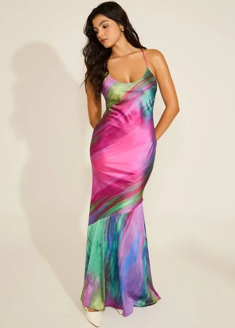 dress Abstract Print Maxi Dress V Tenshoppe $20