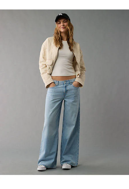jeans AE Dreamy Drape Strigid Low-Rise Baggy Ultra-Wide Leg Jeans American Eagle Outfitters $56.95