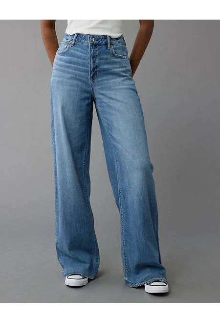 jeans AE Dreamy Drape Super High-Waisted Baggy Wide-Leg Jean American Eagle Outfitters $56.95