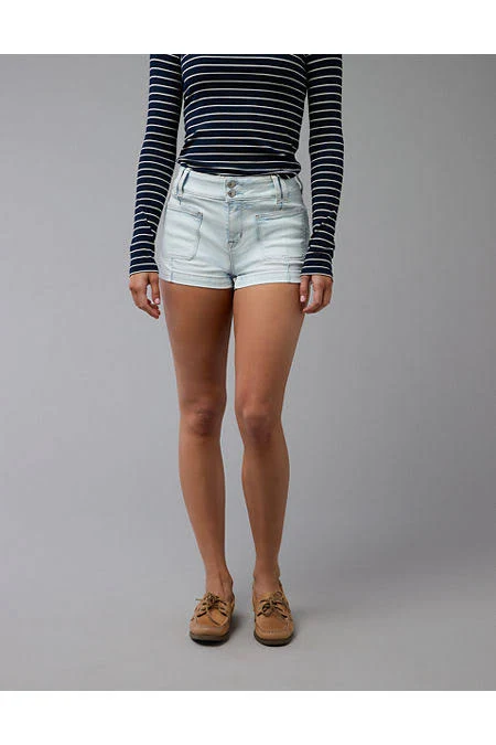 bottom AE Next Level Women's High-Waisted Ripped Denim Shorts American Eagle Outfitters $17.98