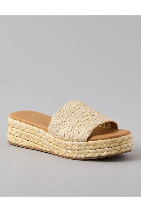 shoes AE Raffia Espadrille Flatform Slide Sandal American Eagle Outfitters $11.98