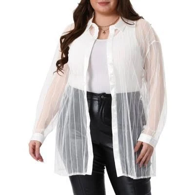 cover-up Agnes Orinda Women's Plus Size Mesh Sheer Long Sleeve Button Down Shirt Target $27.99