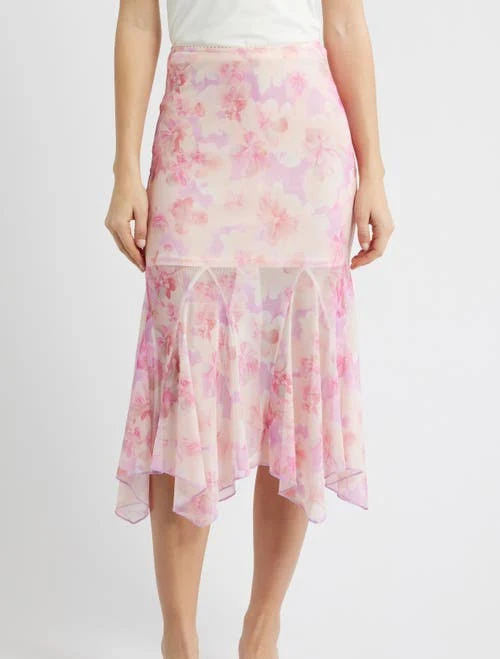 skirt All in Favor Women's Floral Chiffon Handkerchief Midi Skirt Nordstrom $55