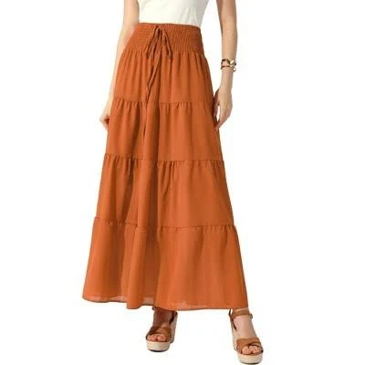 skirt Allegra K Women's Boho Smocked Elastic Waist Tiered Maxi Skirt Target $33.99