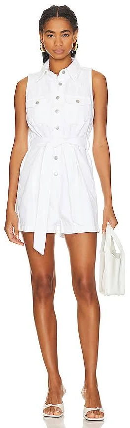 romper Amanda Uprichard Sleeveless Greyson Romper in White - size XS REVOLVE $146