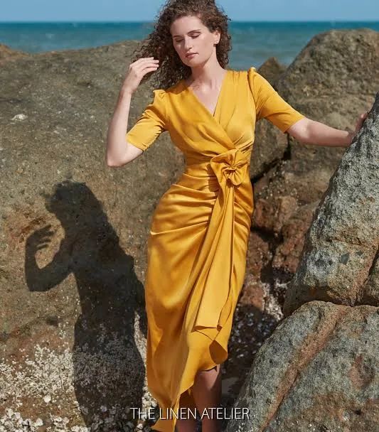 dress Amelia Elegant Wrap Midi Etsy - Seller $160.96