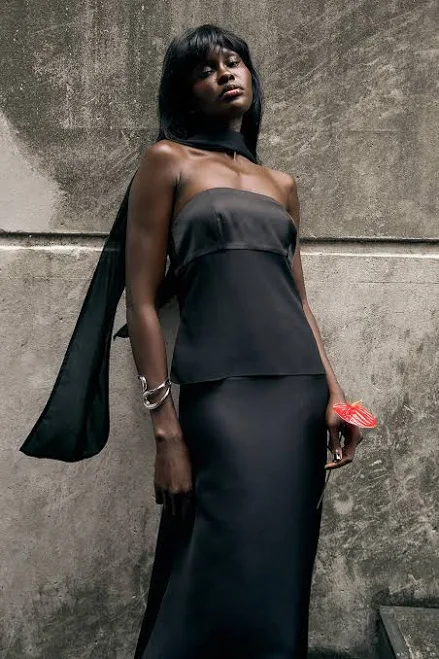 bandeau top Amy Lefévre x NA-KD Satin Chiffon Bandeau Top NA-KD $26.96