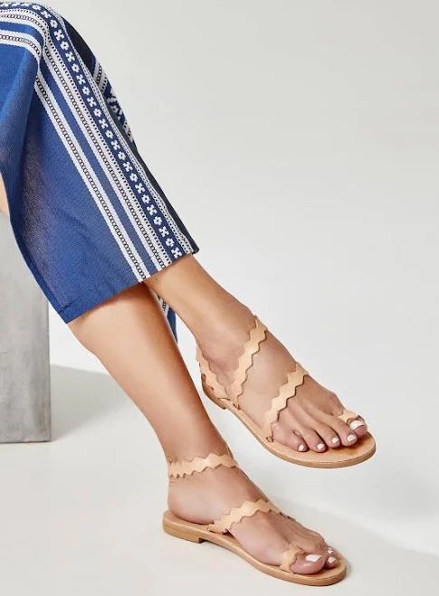 shoes Ancient Greek Leather Flat Strappy Sandals with Toe Loop Etsy - GreekChicHandmades $98.07