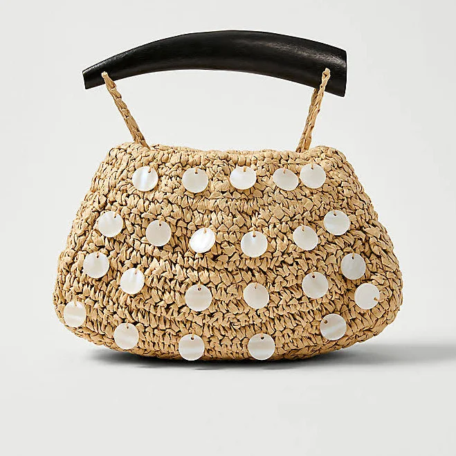 bag Ann Taylor Women's Pearl Embellished Raffia Clutch Handbag Ann Taylor $69