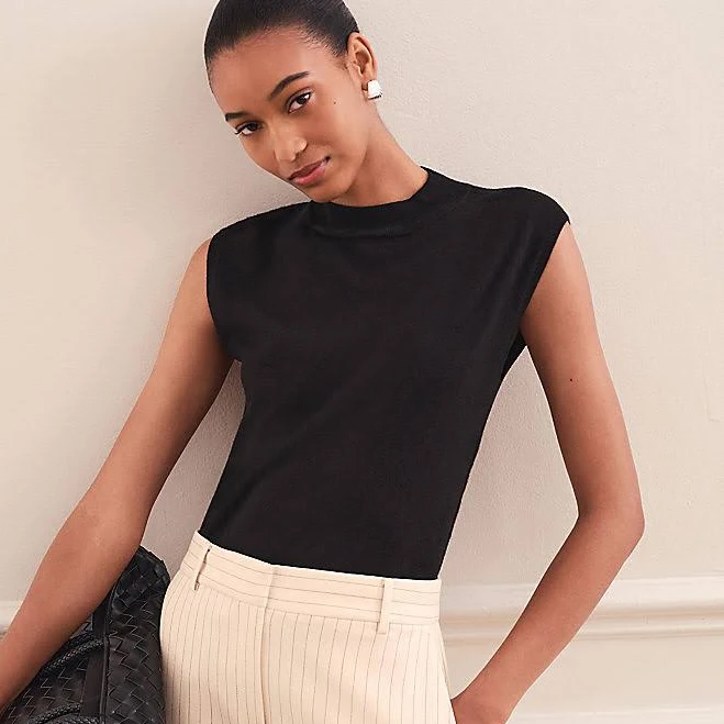 top Ann Taylor Women's Refined Mock Neck Shell Top Ann Taylor $32.89