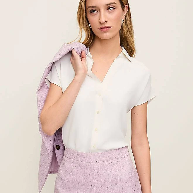 top Ann Taylor Women's Split Neck Blouse Ann Taylor $37.25