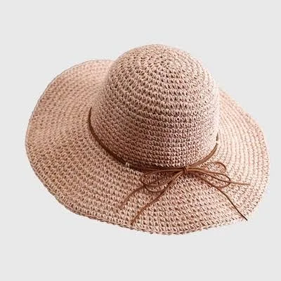 accessory Anna-Kaci Women's Wide Brim Straw Sun Hat with Leather Tie Target $15.99