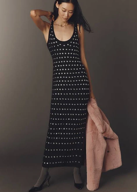 dress Anthropologie Sleeveless Metallic Knit Slim Midi Dress Anthropologie $198